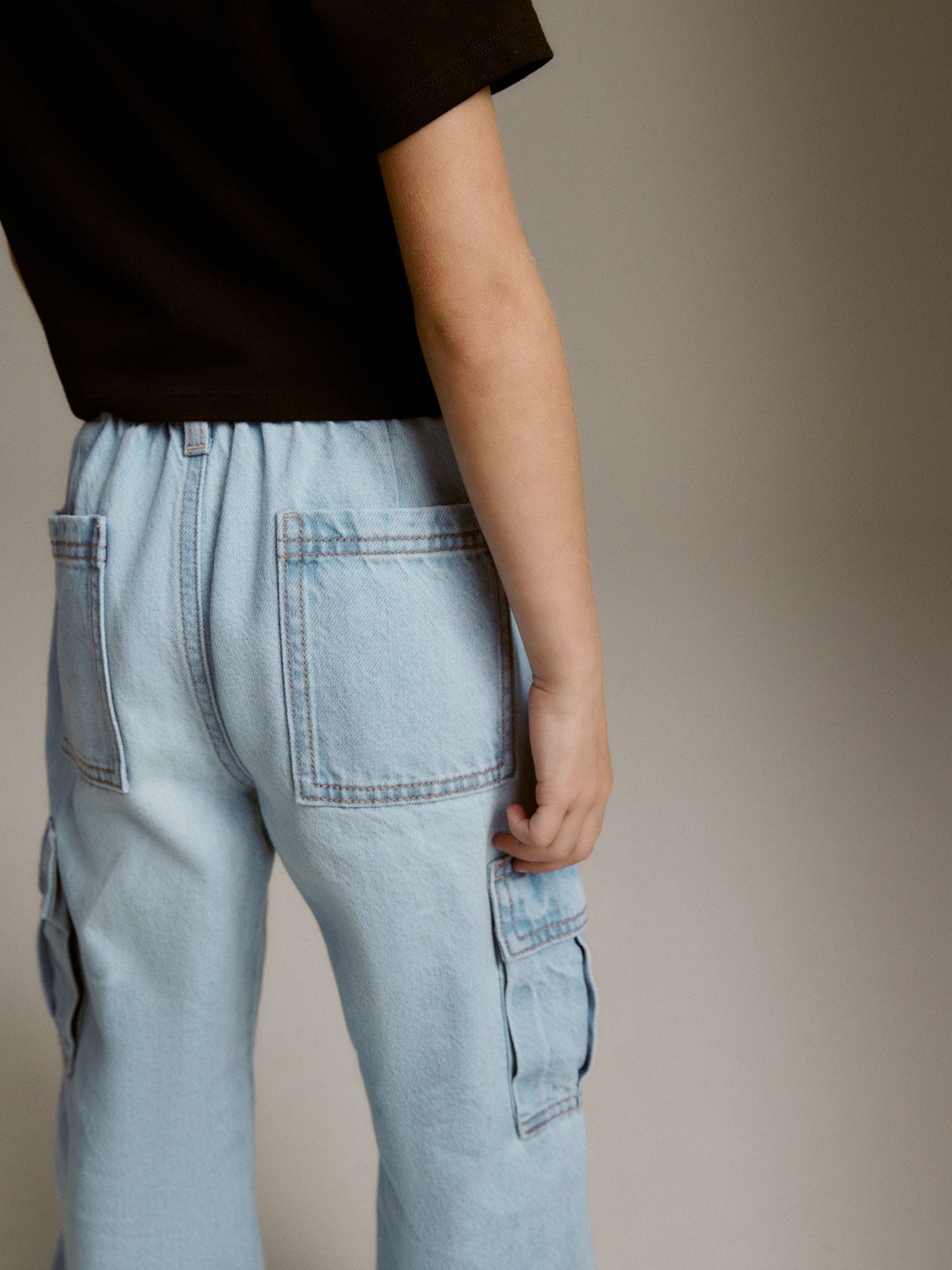Dsiney Kidz - Light Blue Denim Wide Leg Cargo Jeans (3-16yrs) image 4