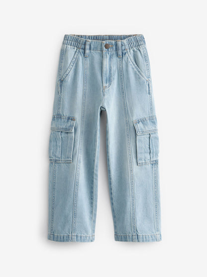 Dsiney Kidz - Light Blue Denim Wide Leg Cargo Jeans (3-16yrs) image 5