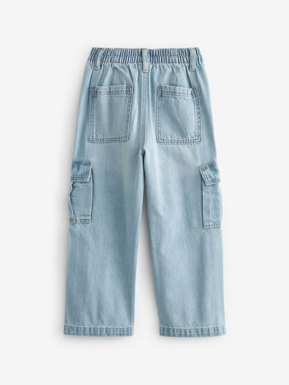 Dsiney Kidz - Light Blue Denim Wide Leg Cargo Jeans (3-16yrs) image 6