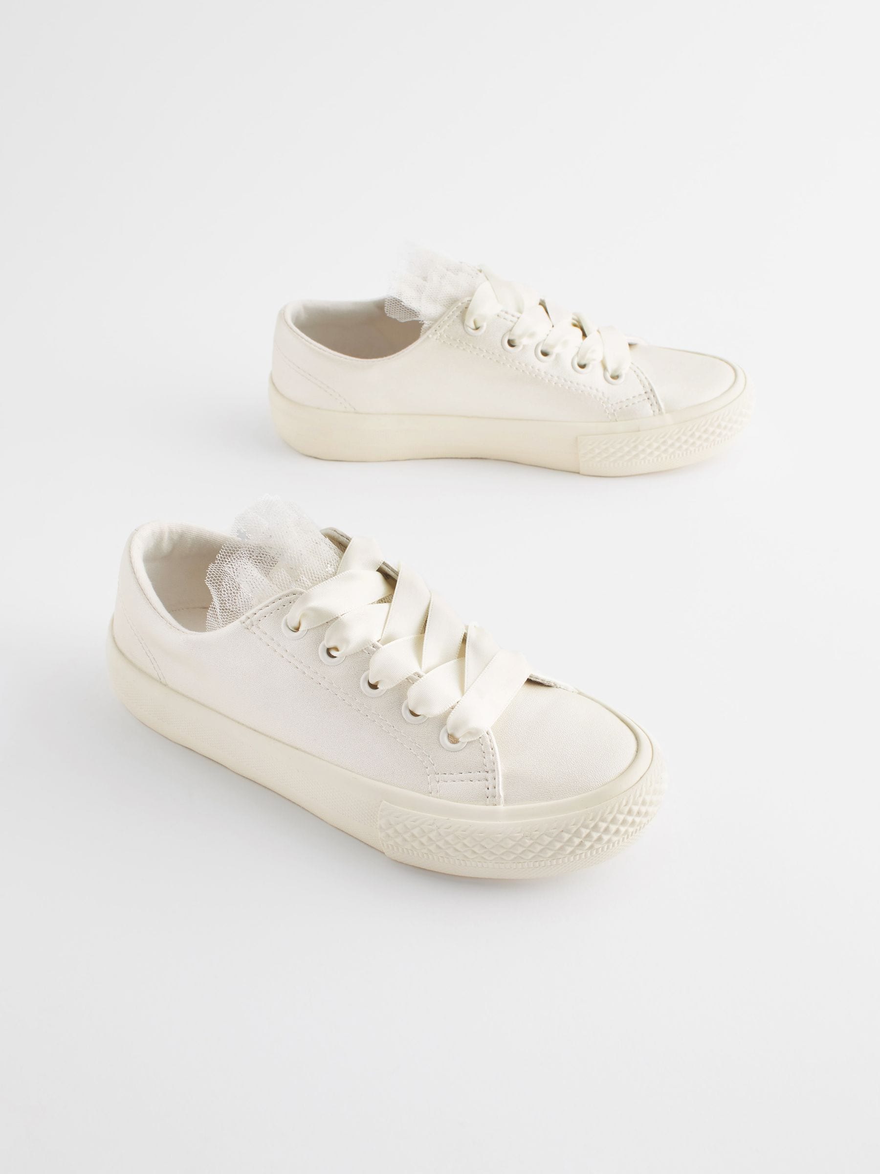 White Occasion Tulle Lace-Up Trainers image 3