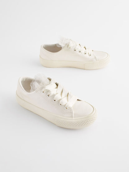 White Occasion Tulle Lace-Up Trainers image 3