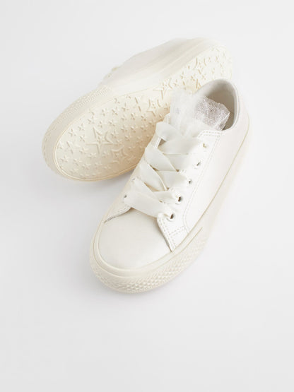 White Occasion Tulle Lace-Up Trainers image 4