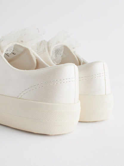 White Occasion Tulle Lace-Up Trainers image 5