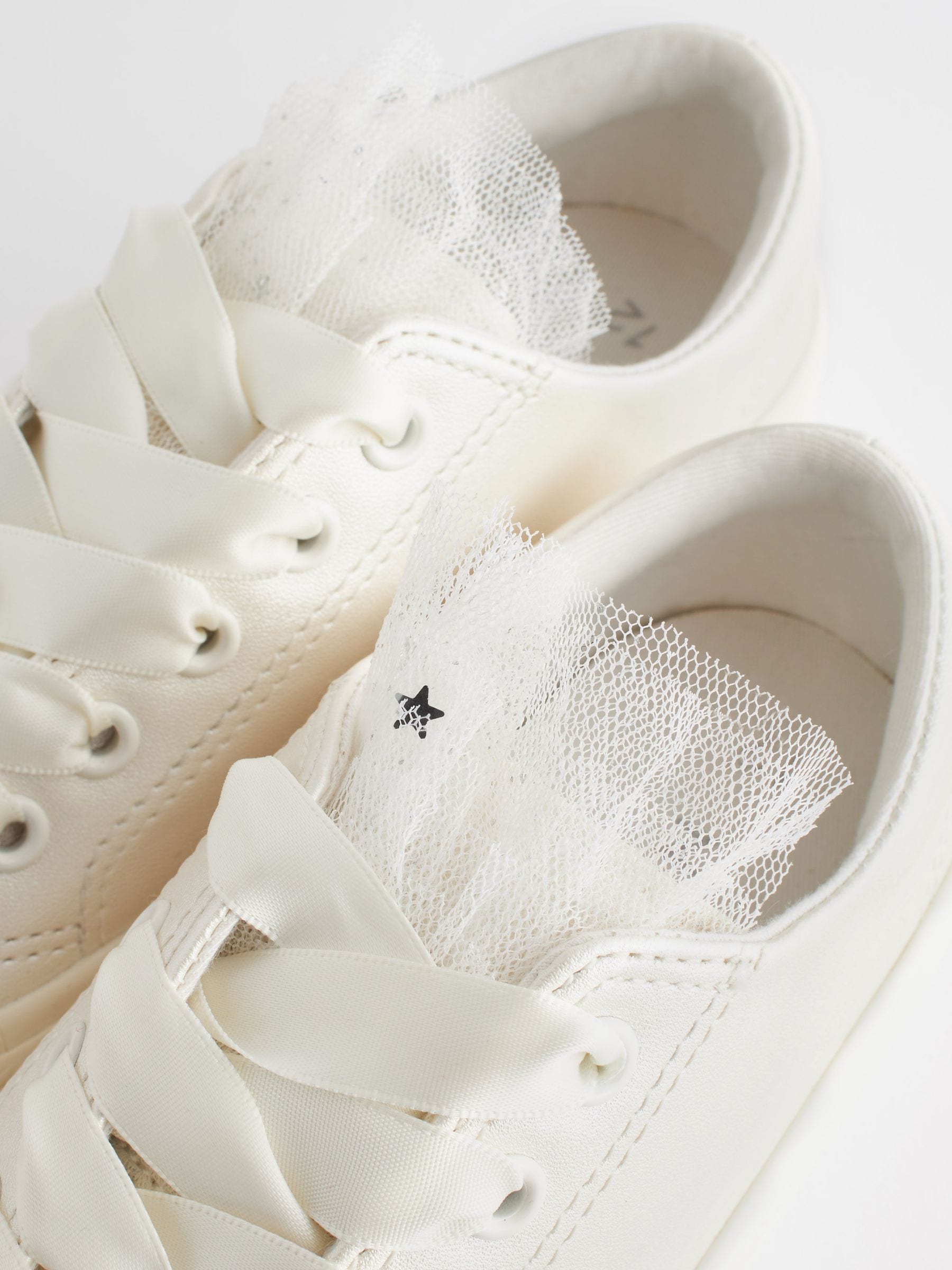 White Occasion Tulle Lace-Up Trainers image 6
