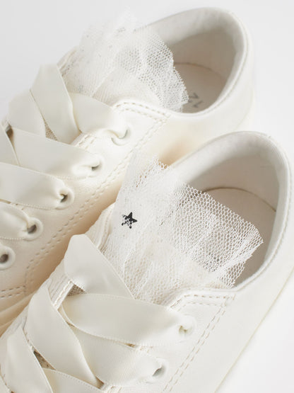 White Occasion Tulle Lace-Up Trainers image 6