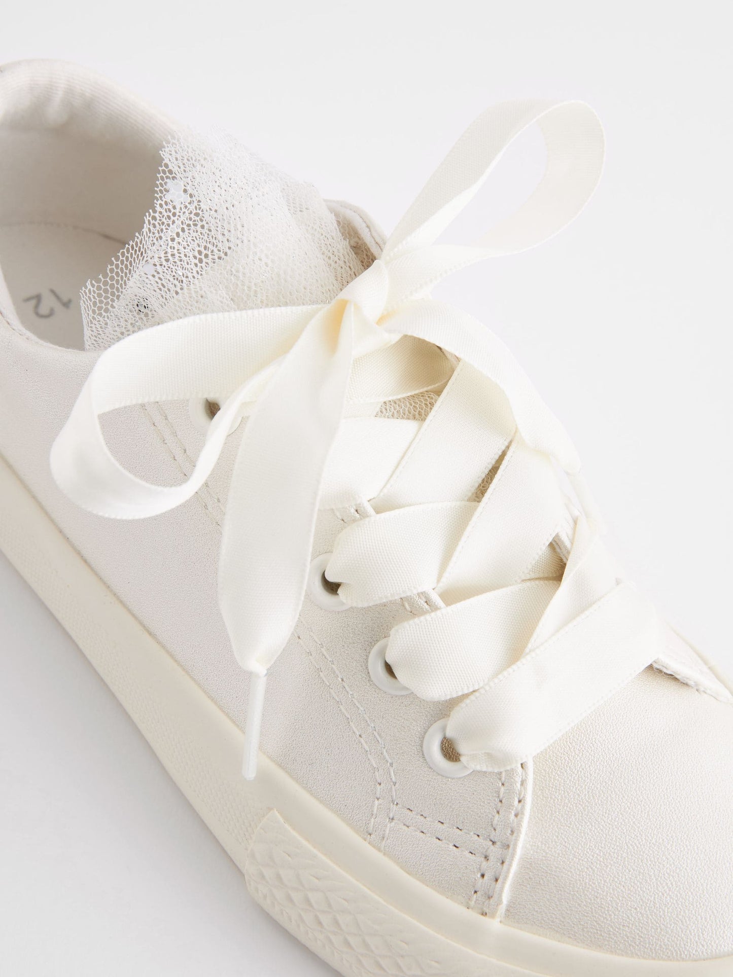 White Occasion Tulle Lace-Up Trainers image 7