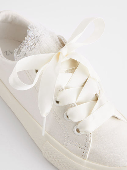 White Occasion Tulle Lace-Up Trainers image 7