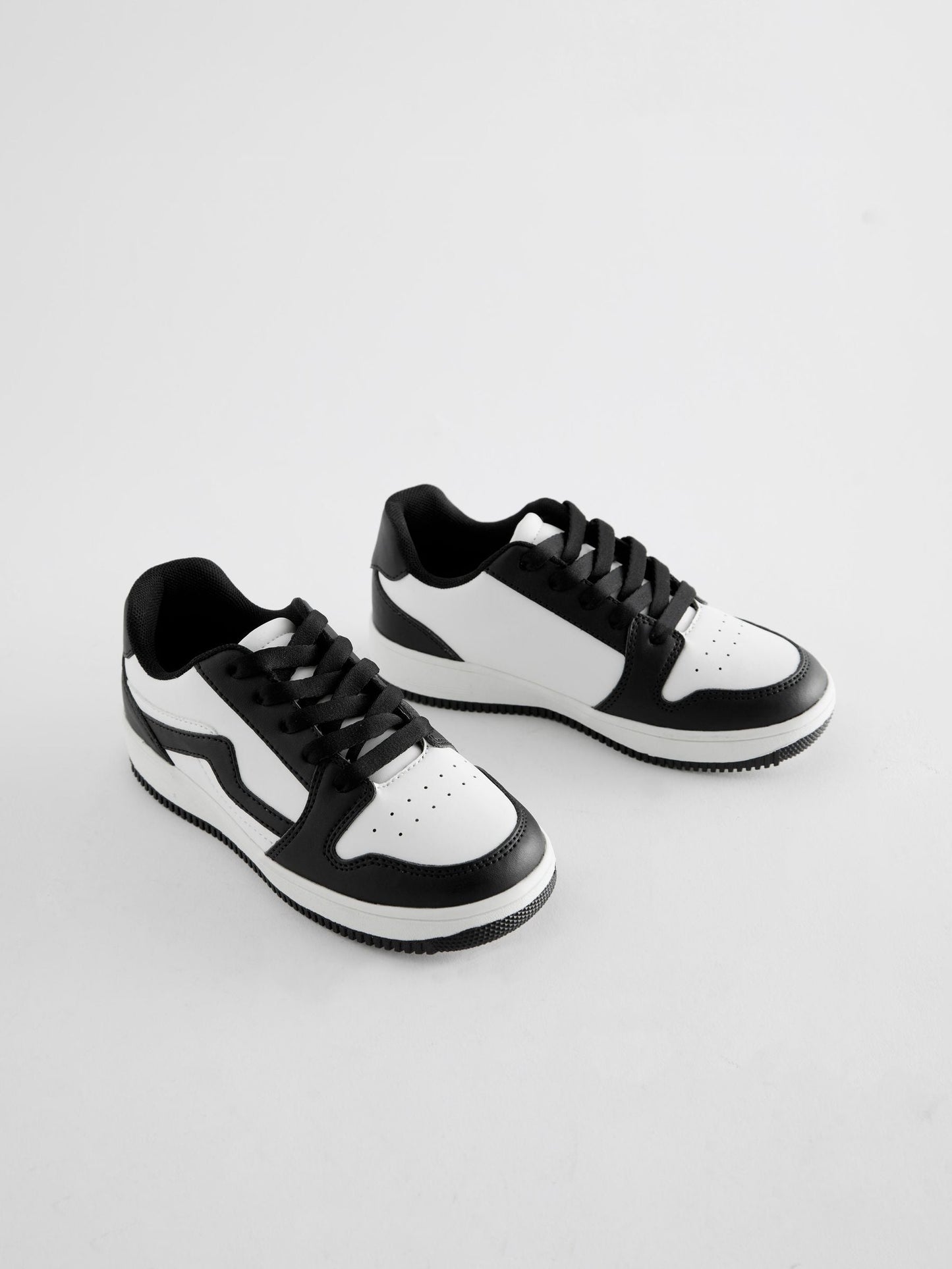 White/ Black Lace-Up Trainers