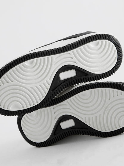 White/ Black Lace-Up Trainers