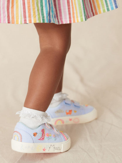 Blue Rainbow Standard Fit (F) Embellished Touch Fasten Strap Trainers image 3