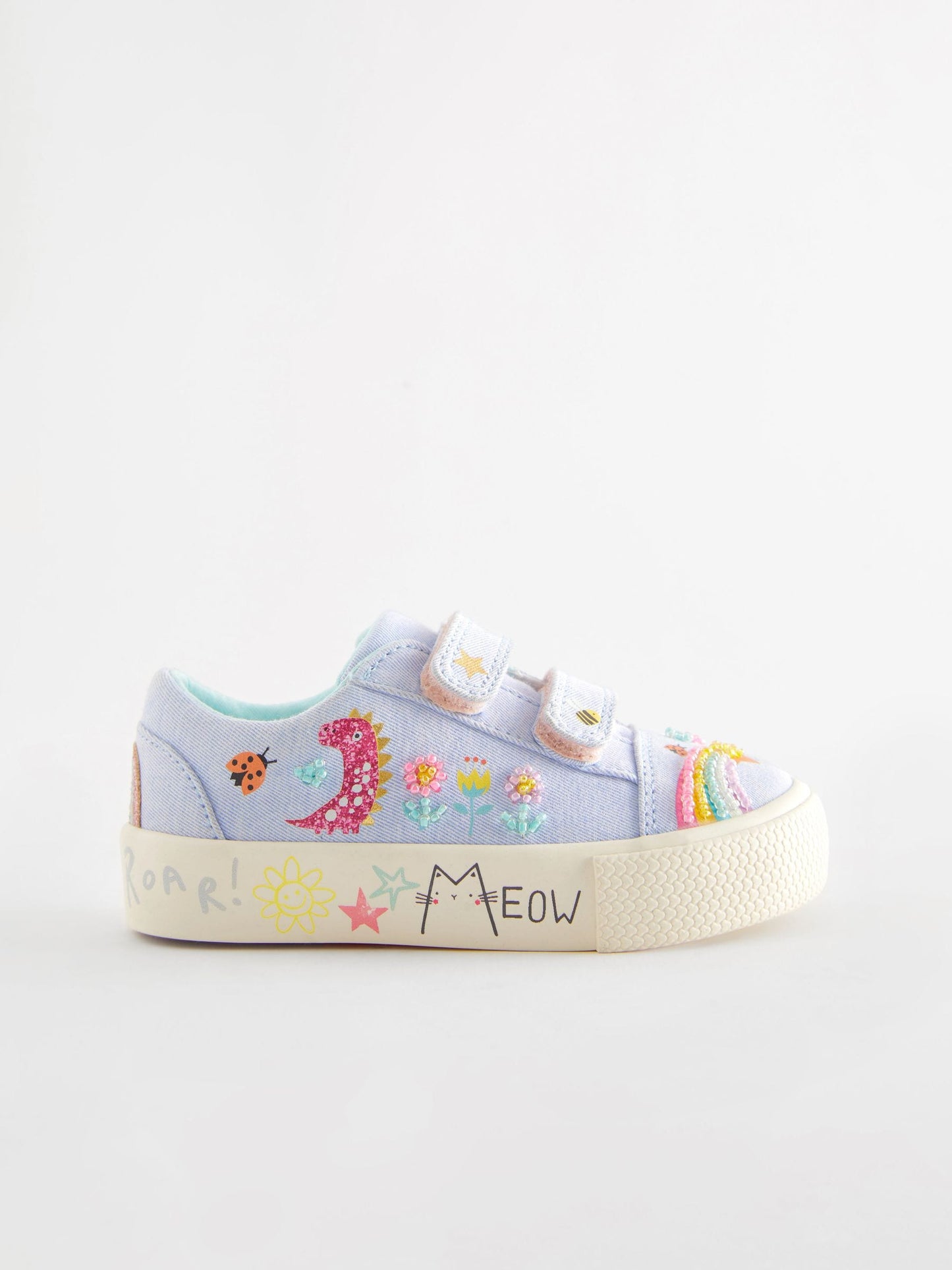 Blue Rainbow Standard Fit (F) Embellished Touch Fasten Strap Trainers image 7