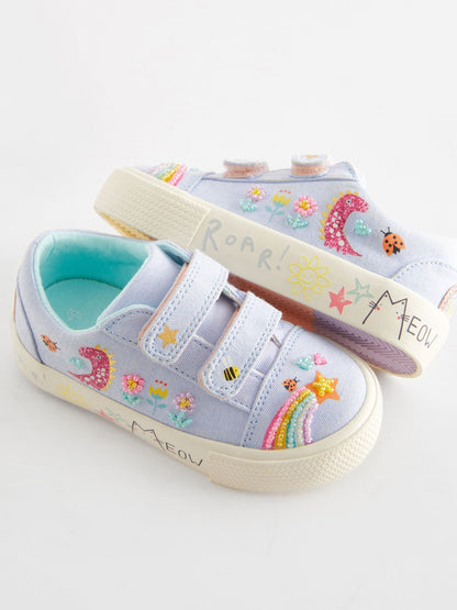 Blue Rainbow Standard Fit (F) Embellished Touch Fasten Strap Trainers image 8