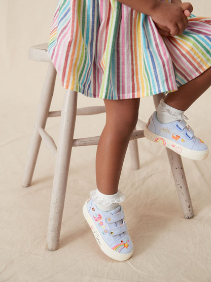 Blue Rainbow Standard Fit (F) Embellished Touch Fasten Strap Trainers image 2