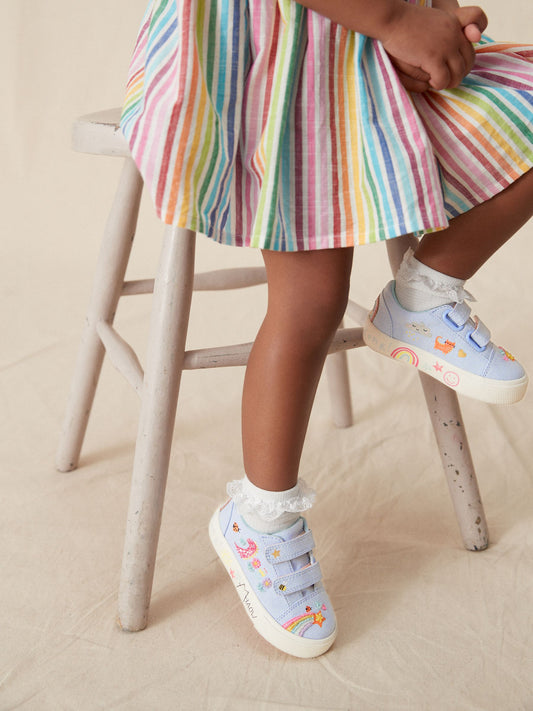 Blue Rainbow Standard Fit (F) Embellished Touch Fasten Strap Trainers image 2