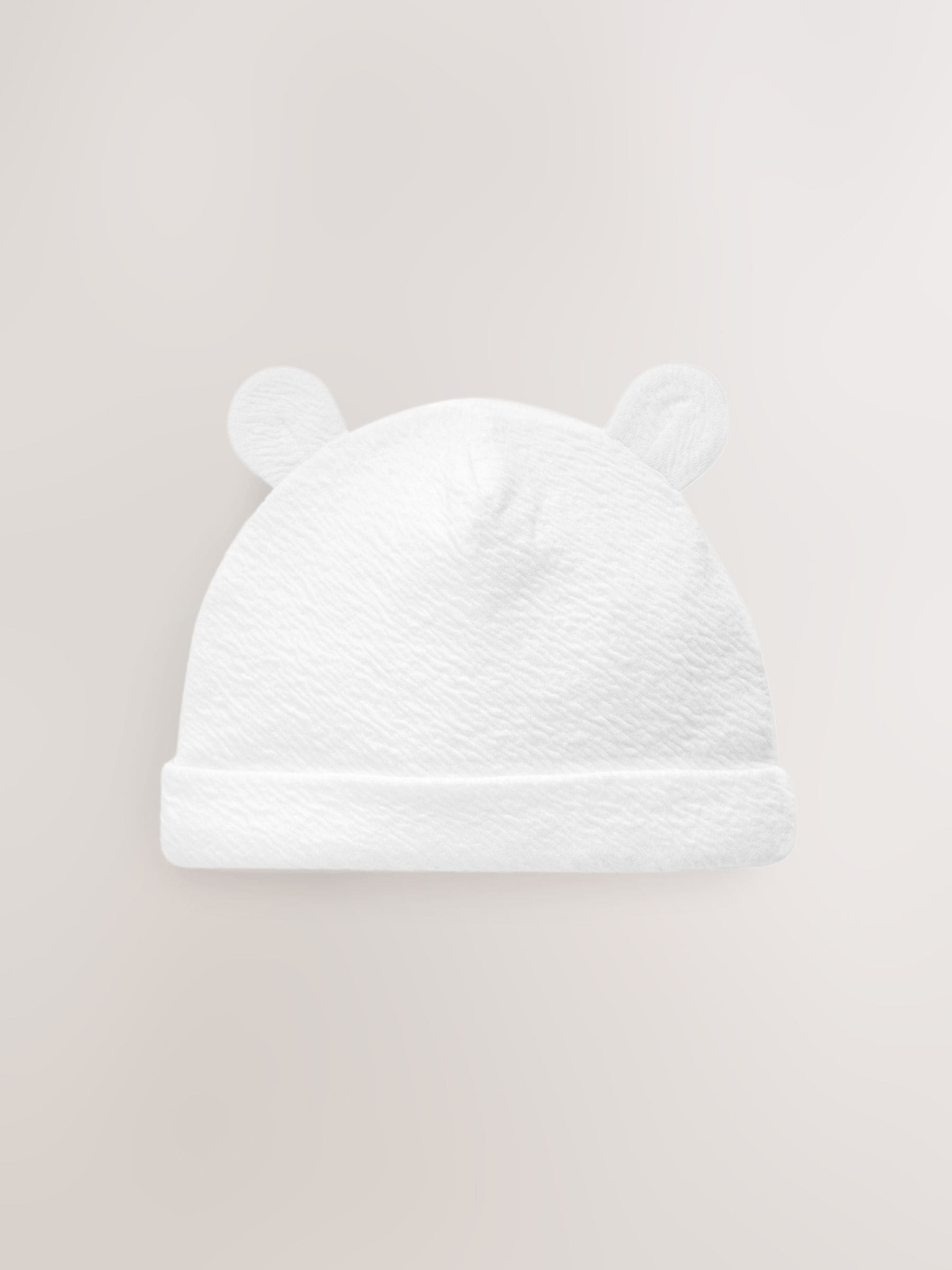 White Beanie Jersey Baby Hats 3 Pack (0-12mths) image 2
