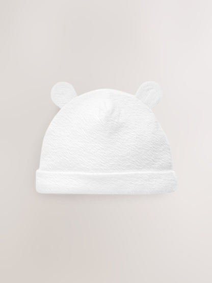 White Beanie Jersey Baby Hats 3 Pack (0-12mths) image 2