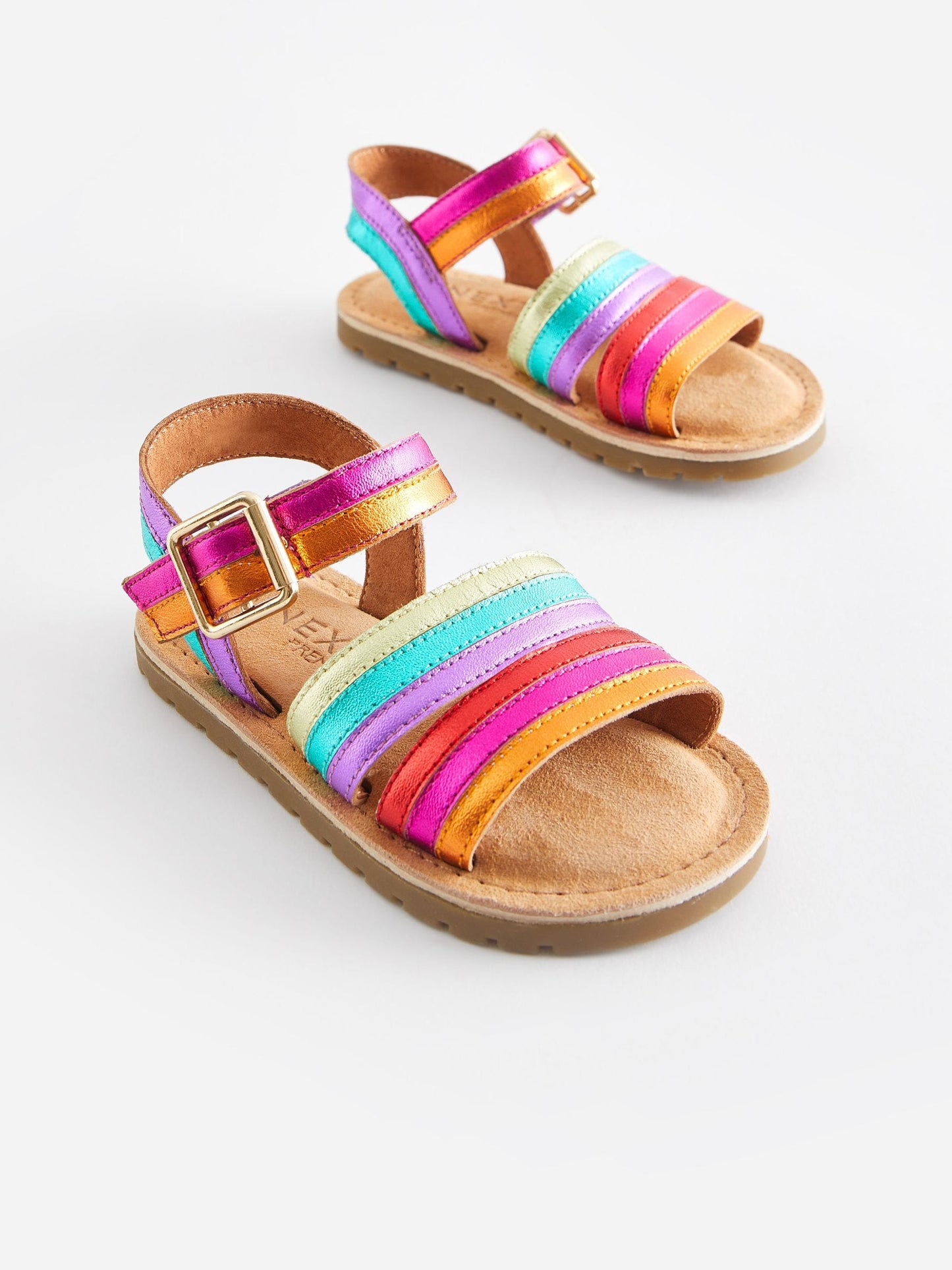 Rainbow Standard Fit (F) Leather Stripe Sandals image 1