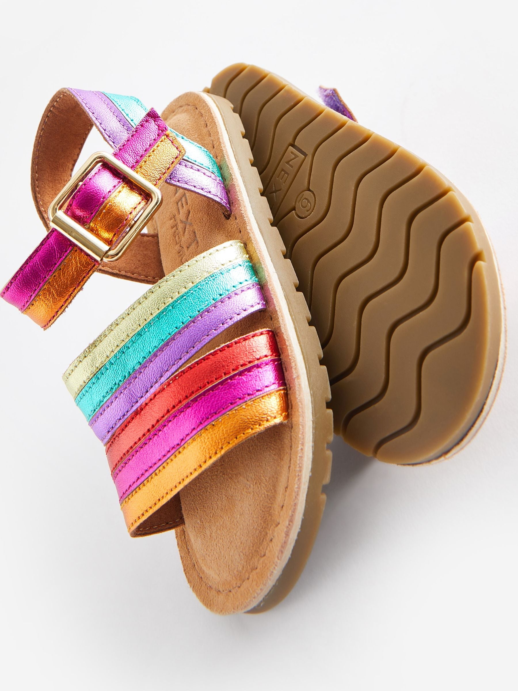 Rainbow Standard Fit (F) Leather Stripe Sandals image 5