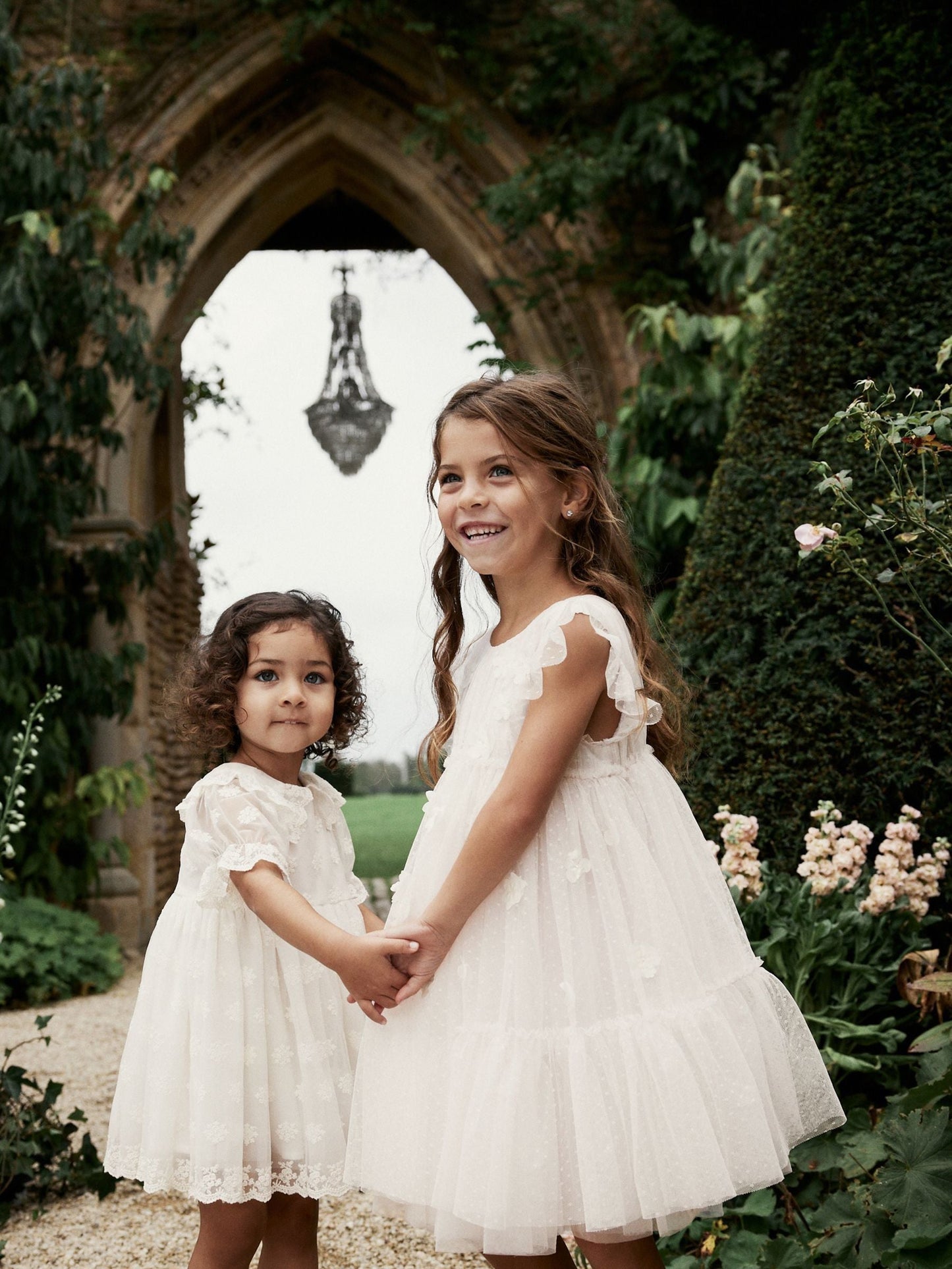 Ecru White 3D Flower Mesh Flower Girl Dress (3-16yrs)