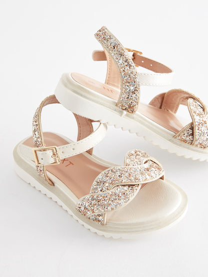 Ivory Cream Glitter Occasion Sandals image 2