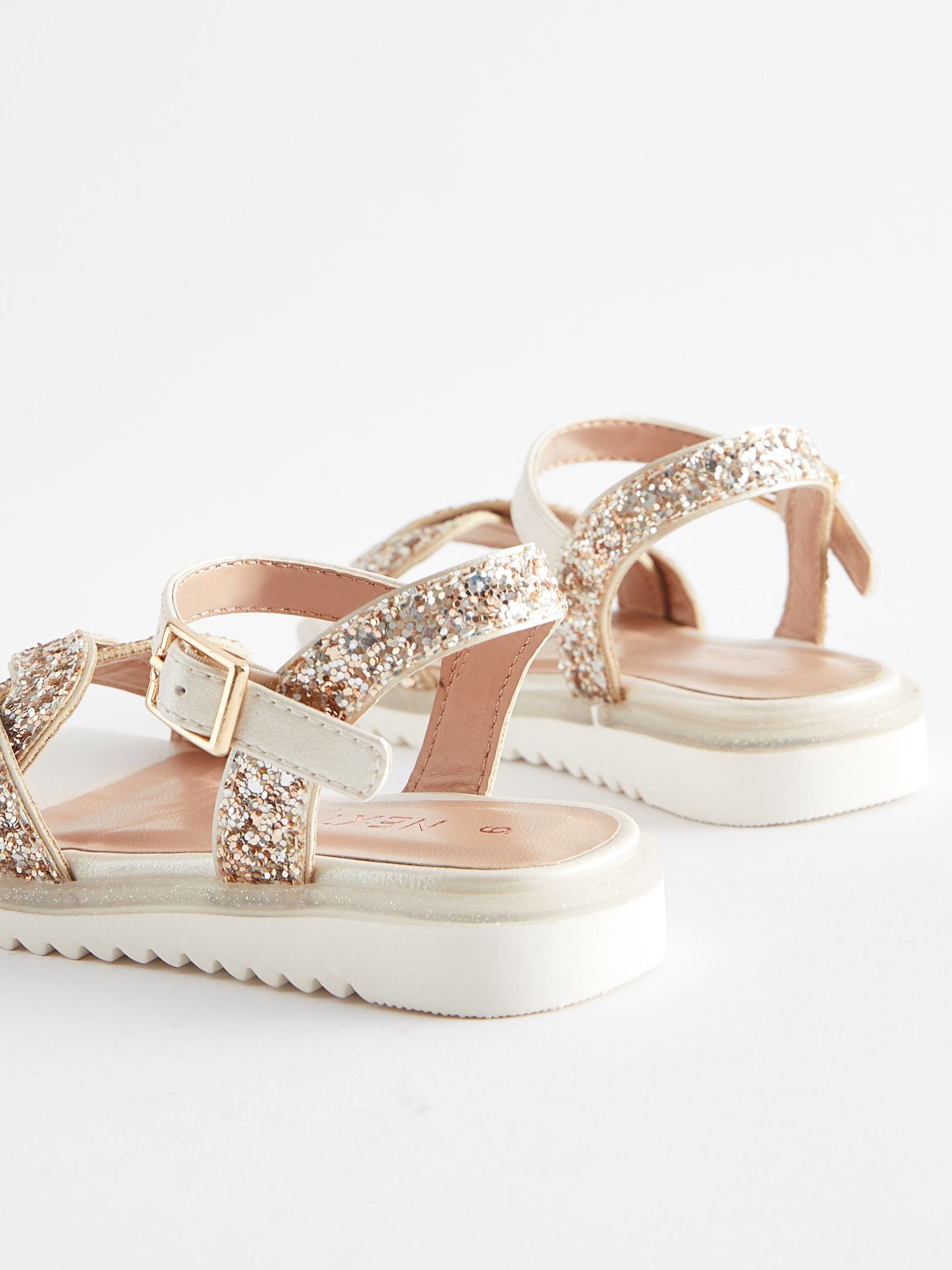 Ivory Cream Glitter Occasion Sandals image 4