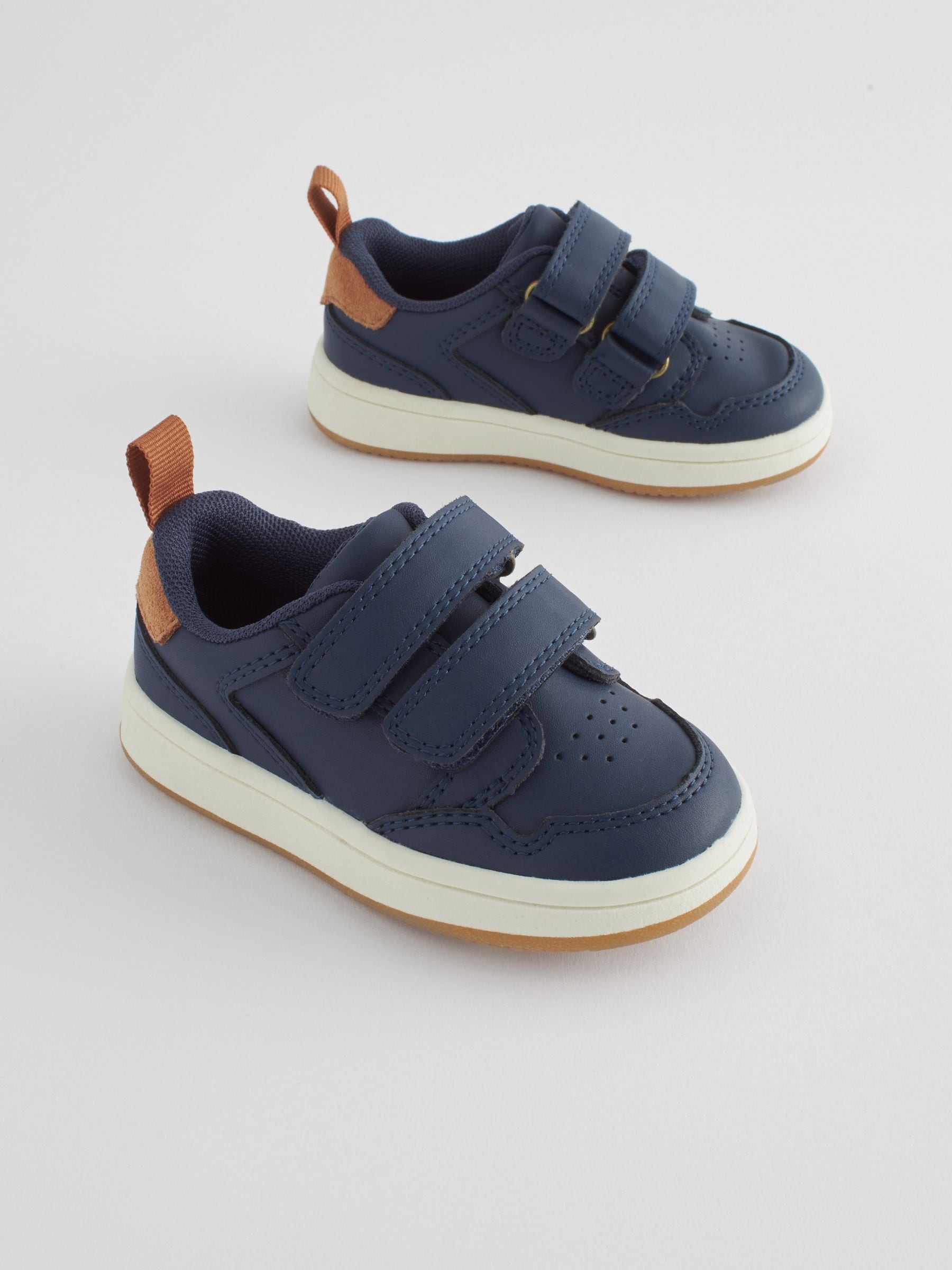 Navy Standard Fit (F) Touch Fastening Leather First Walker Baby Shoes image 1
