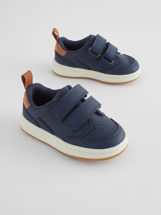 Navy Standard Fit (F) Touch Fastening Leather First Walker Baby Shoes image 1