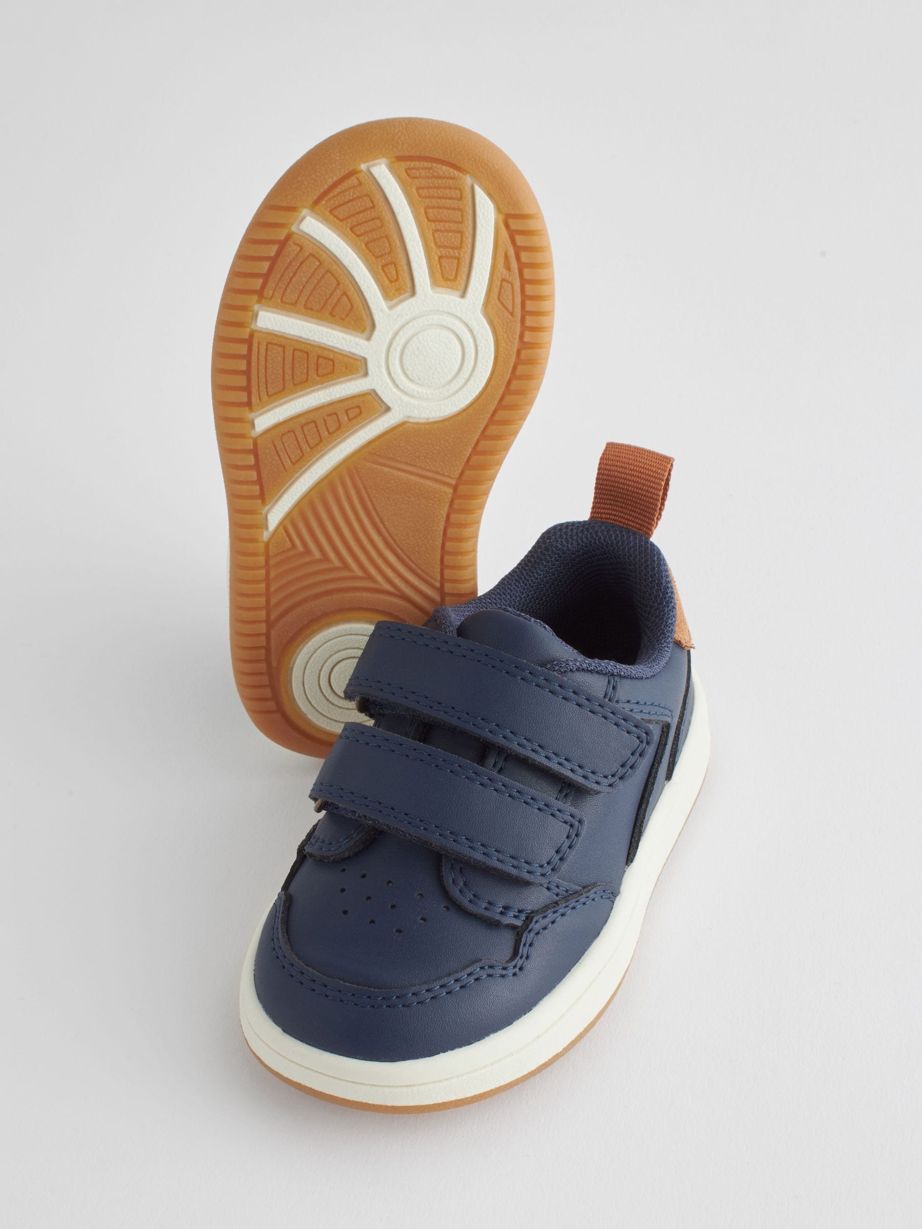 Navy Standard Fit (F) Touch Fastening Leather First Walker Baby Shoes image 4
