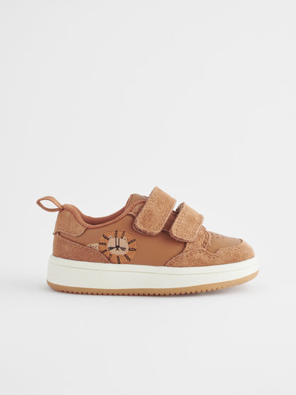 Tan Brown Standard Fit (F) Baby Touch Fastening Leather First Walker Shoes image 4