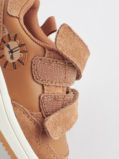 Tan Brown Standard Fit (F) Baby Touch Fastening Leather First Walker Shoes image 6