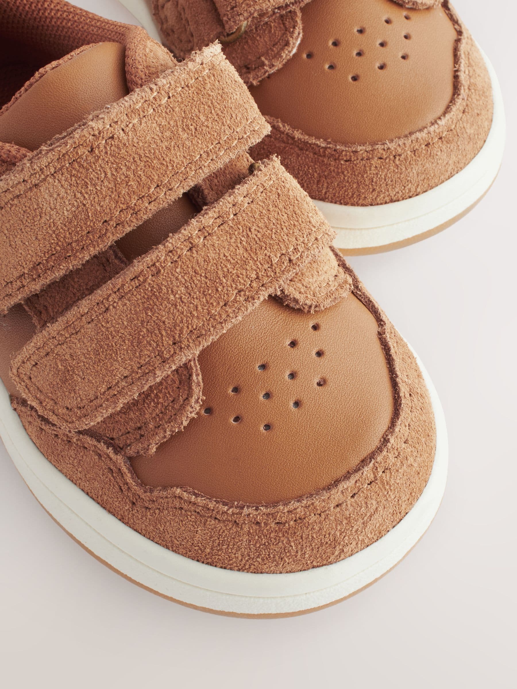 Tan Brown Standard Fit (F) Baby Touch Fastening Leather First Walker Shoes image 8