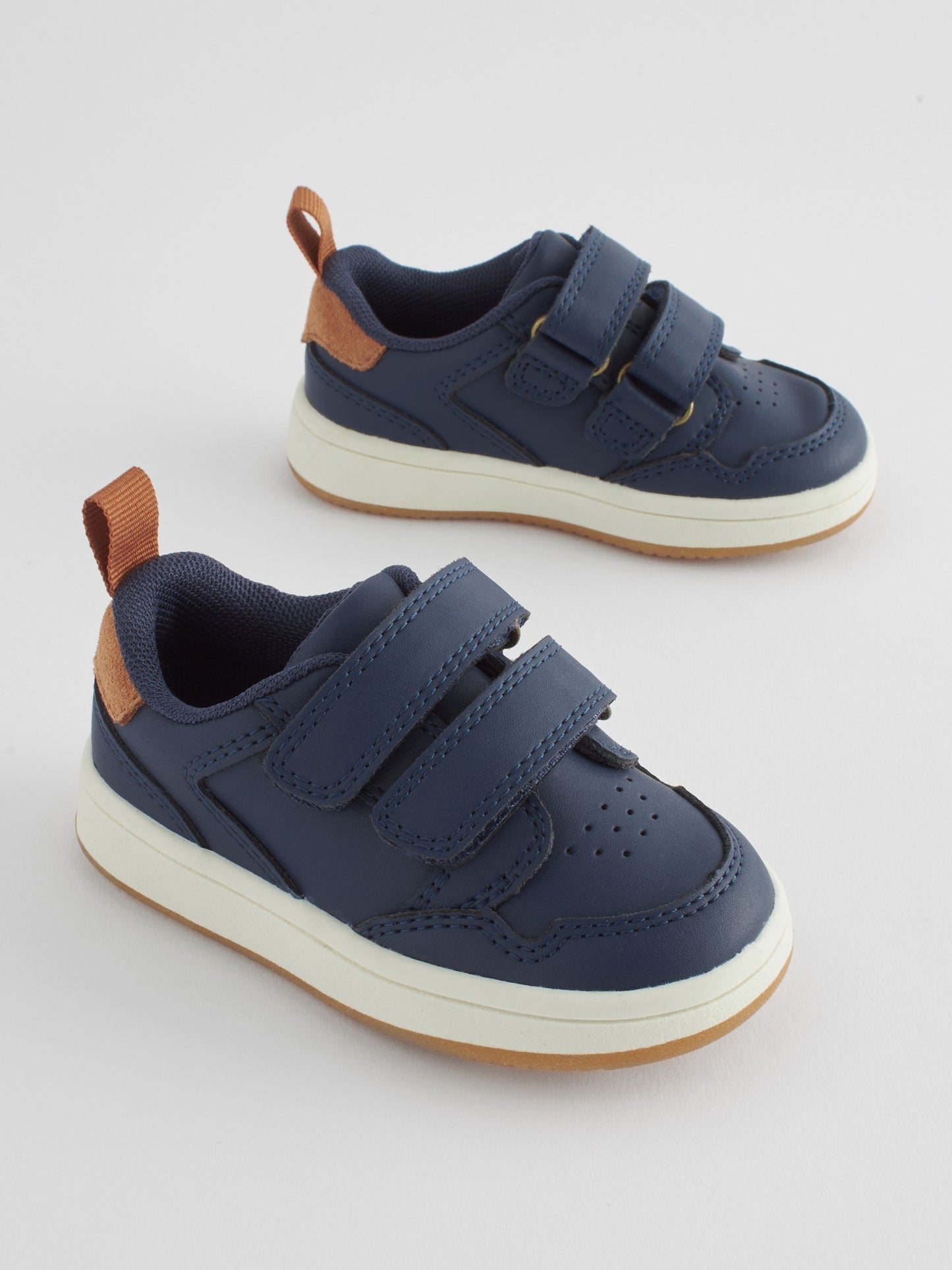 Navy Wide Fit (G) Touch Fastening Leather First Walker Baby Shoes image 1