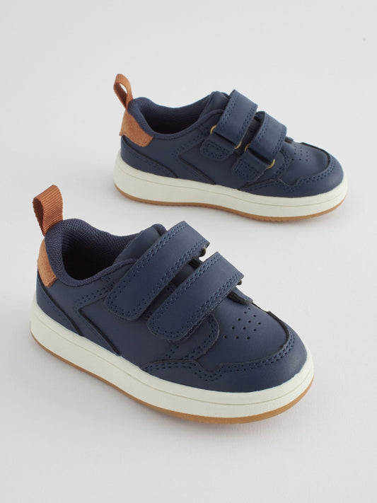 Navy Wide Fit (G) Touch Fastening Leather First Walker Baby Shoes image 1