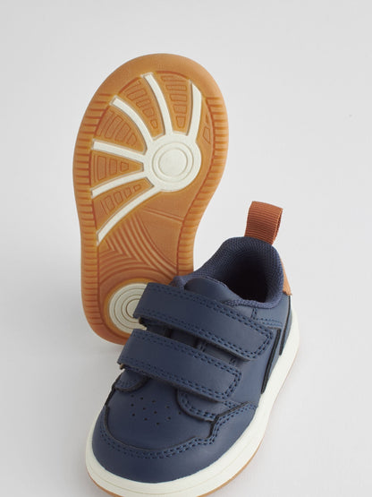 Navy Wide Fit (G) Touch Fastening Leather First Walker Baby Shoes image 5