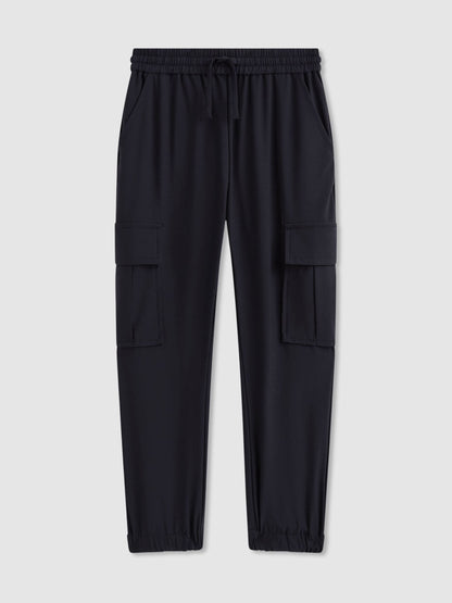 Reiss Navy Lucian 3-9 yrs Technical Drawstring Cuffed Cargo Trousers image 2