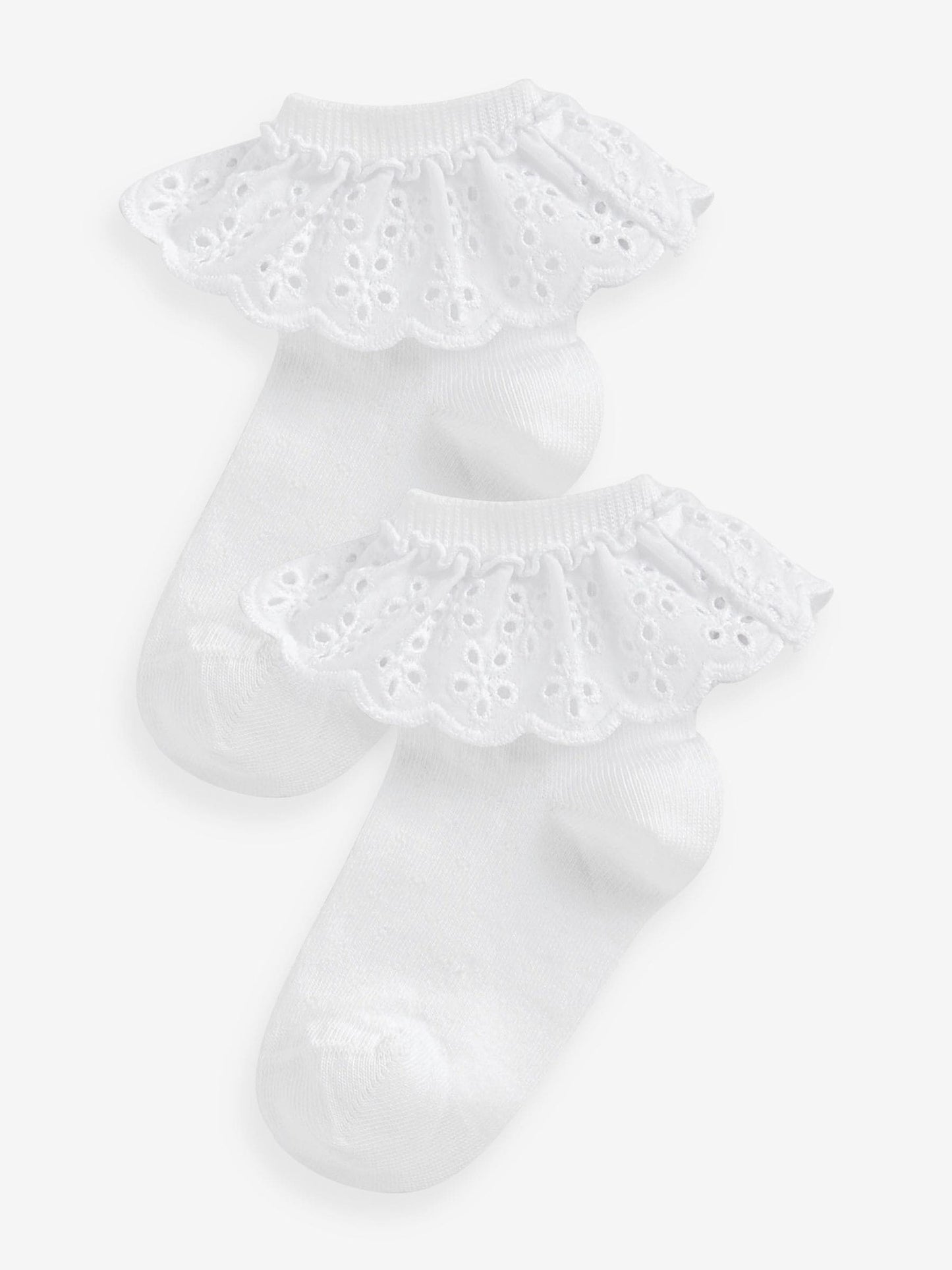 White 2 Pack Cotton Rich Ruffle Ankle Socks image 1