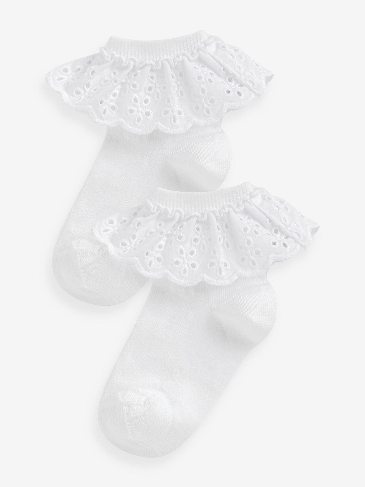 White 2 Pack Cotton Rich Ruffle Ankle Socks image 1