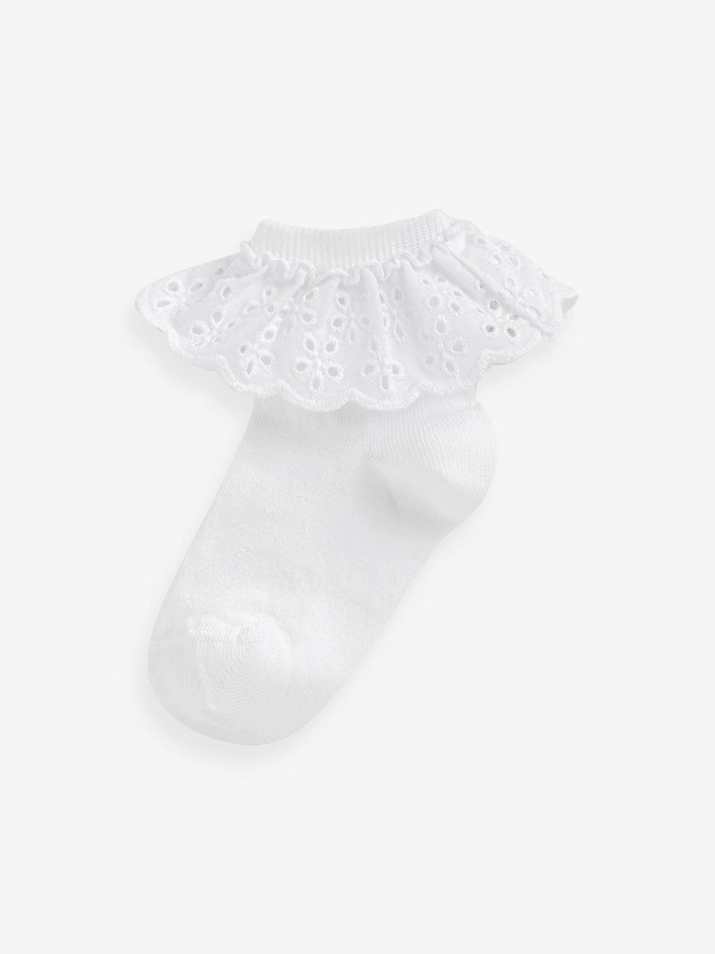 White 2 Pack Cotton Rich Ruffle Ankle Socks image 2