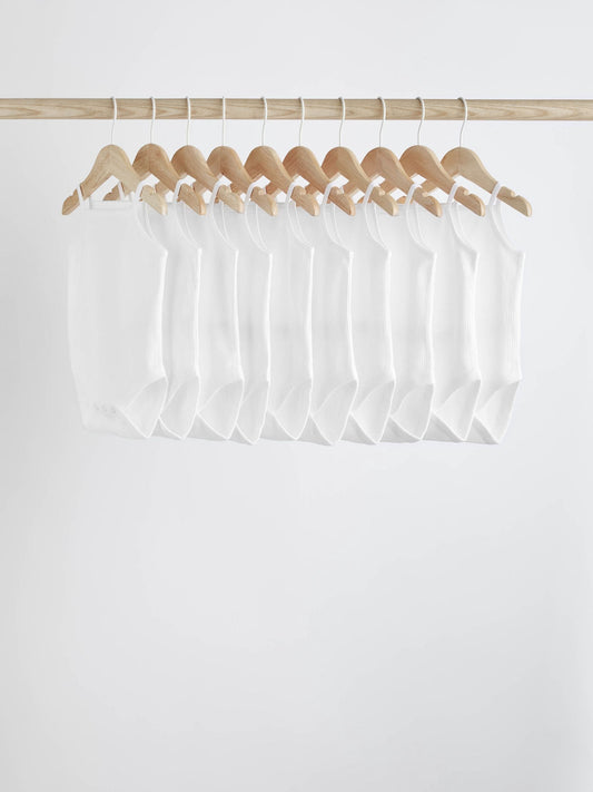 White 10 Pack Baby Strappy Bodysuits image 1