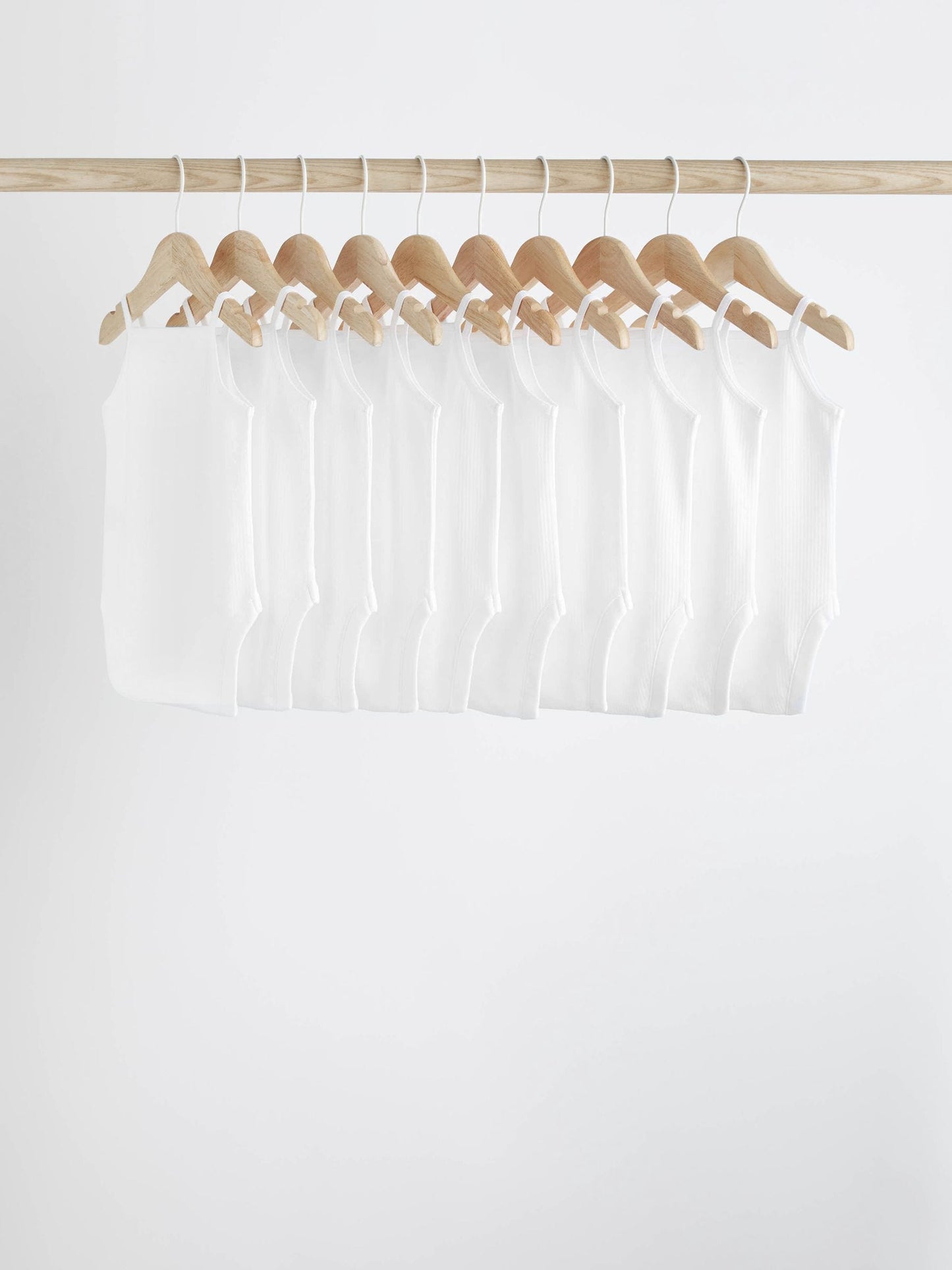 White 10 Pack Baby Strappy Bodysuits image 2
