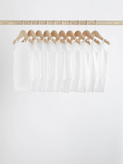 White 10 Pack Baby Strappy Bodysuits image 2