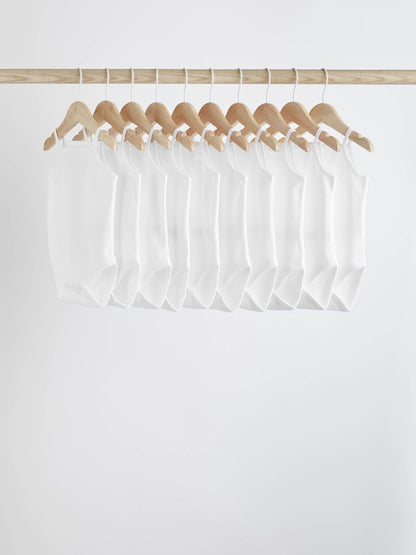 White 10 Pack Baby Strappy Bodysuits image 1