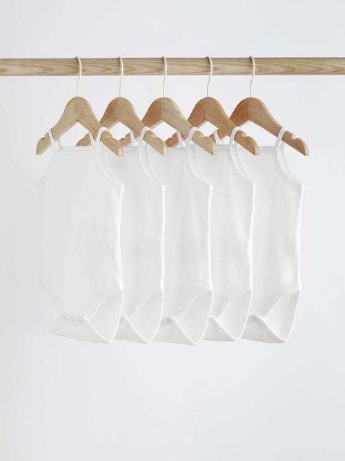 Dsiney Kidz - White 5 Pack Baby Strappy Bodysuits image 1