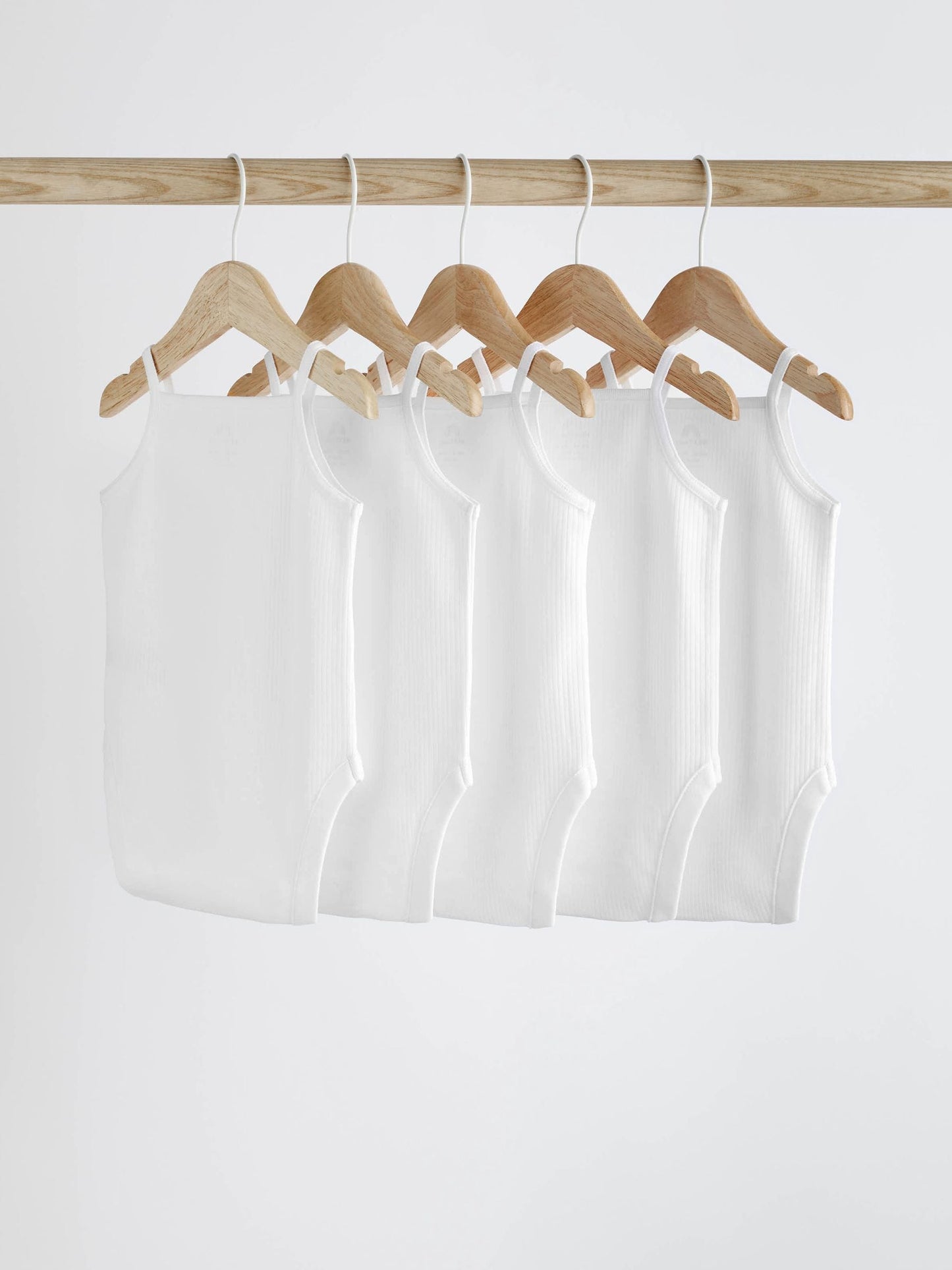 White 5 Pack Baby Strappy Bodysuits image 2