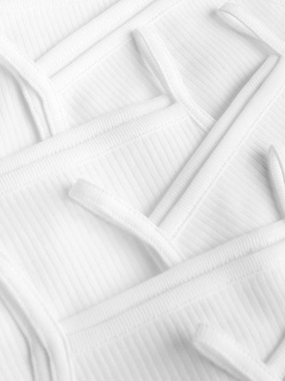 White 5 Pack Baby Strappy Bodysuits image 6