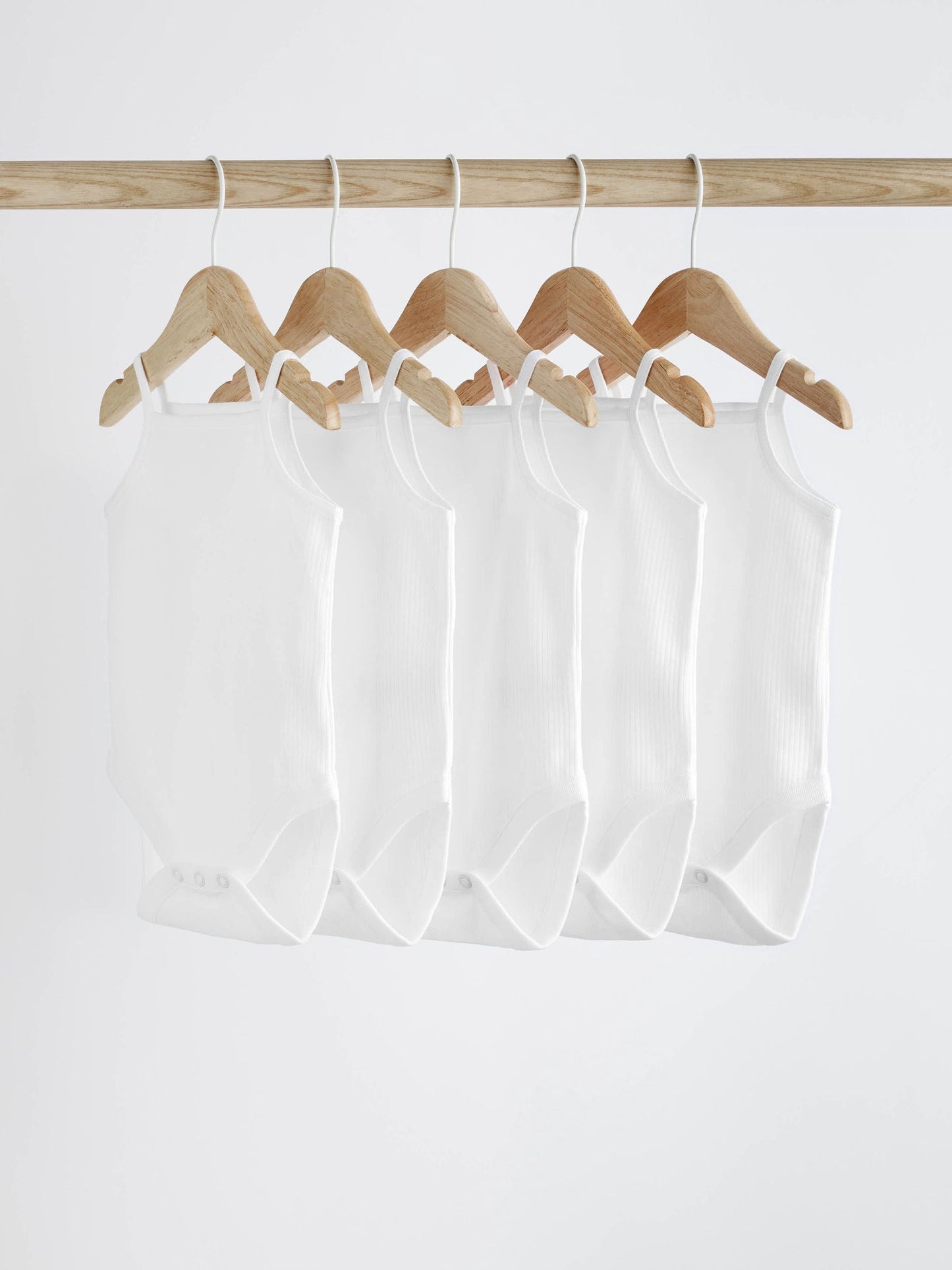 White 5 Pack Baby Strappy Bodysuits image 1