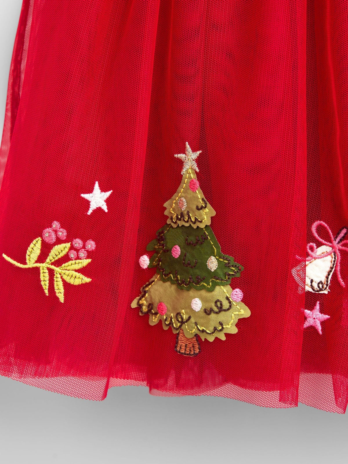 JoJo Maman Bébé Red Christmas Appliqué Hem Combo Dress - image 3