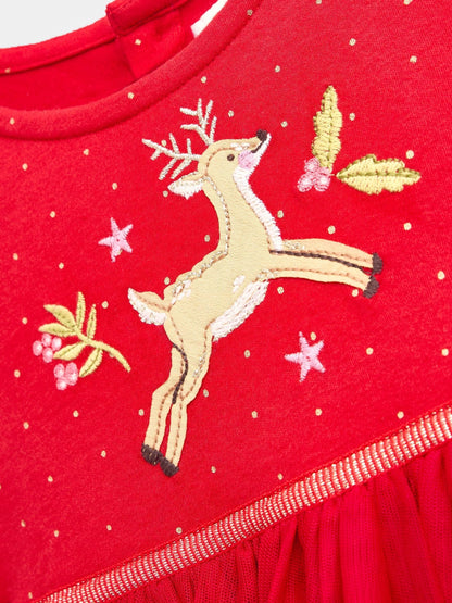 JoJo Maman Bébé Red Christmas Appliqué Hem Combo Dress - image 4