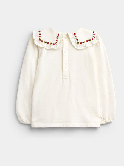 JoJo Maman Bébé Burgundy Red Tartan Tartan Skort And Jersey Embroidered Top - image 3