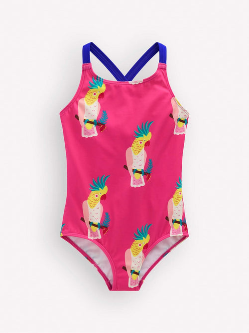 Boden Pink Cross Back Printed Swimsuit image 1